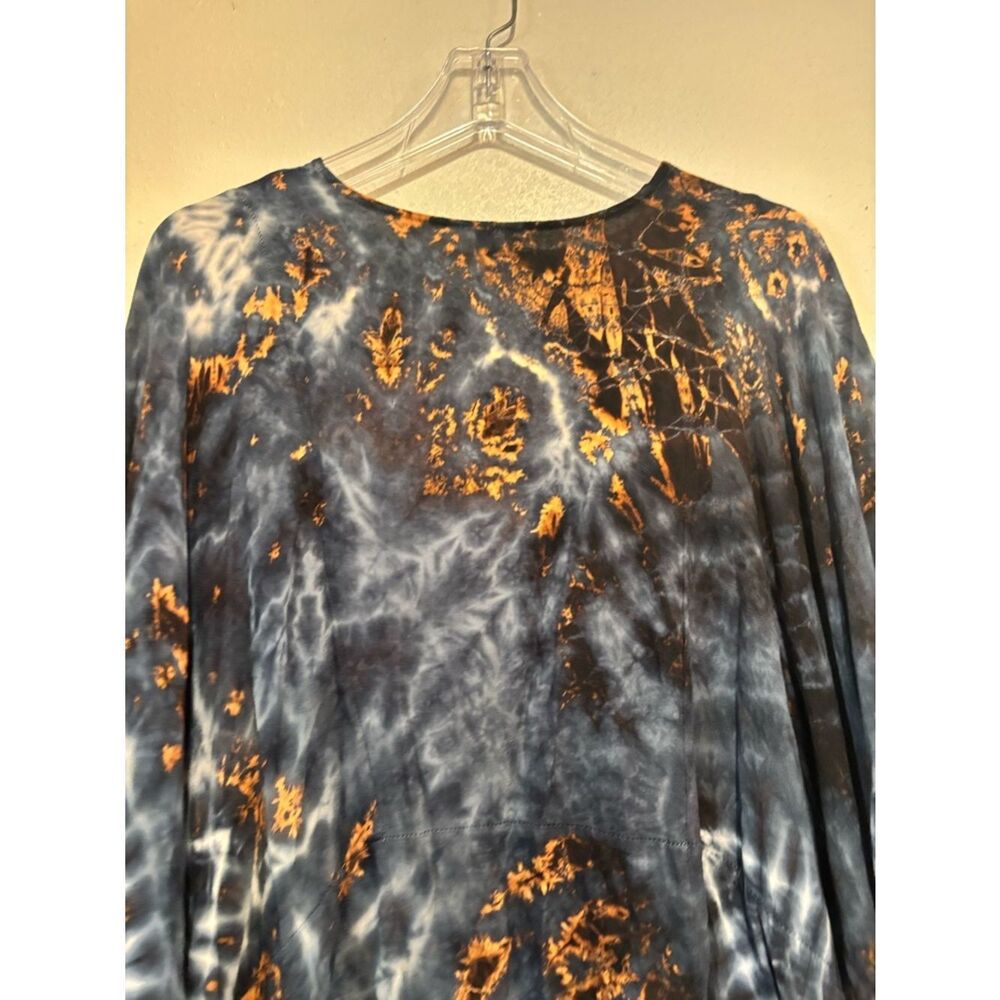 Tucan Tie Dye Boho Cocoon Top OS Fits XL Lagenlook Oversized Kaftan Pockets - Picture 10 of 10